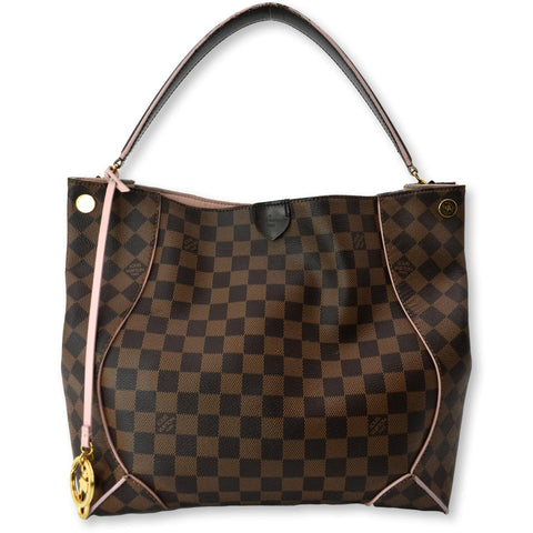 LOUIS VUITTON Caissa Damier Ebene Hobo Bag Rose Ballerine