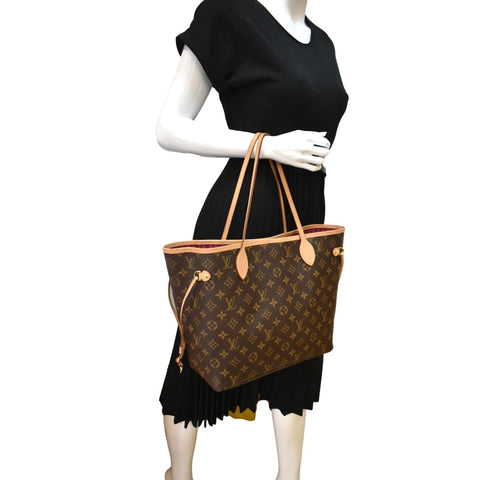 LOUIS VUITTON Neverfull MM Monogram Canvas Tote Bag Brown
