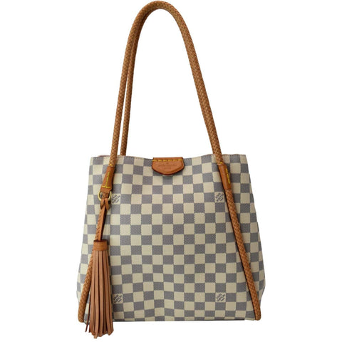 LOUIS VUITTON Propriano Damier Azur Tote Shoulder Bag White