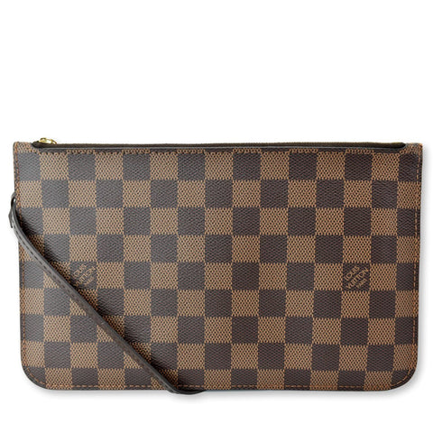 LOUIS VUITTON  Neverfull Damier Ebene Pochette Wristlet Pouch Brown