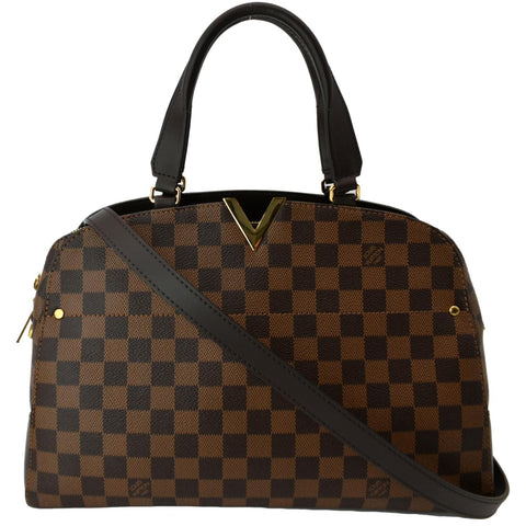 LOUIS VUITTON Kensington Bowling Damier Ebene Satchel Bag Brown