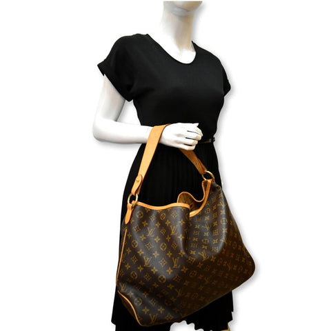 LOUIS VUITTON Delightful MM Monogram Canvas Hobo Bag Brown