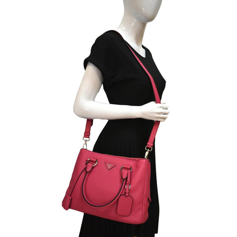 PRADA Zip Around Convertible Leather Tote Shoulder Bag Pink