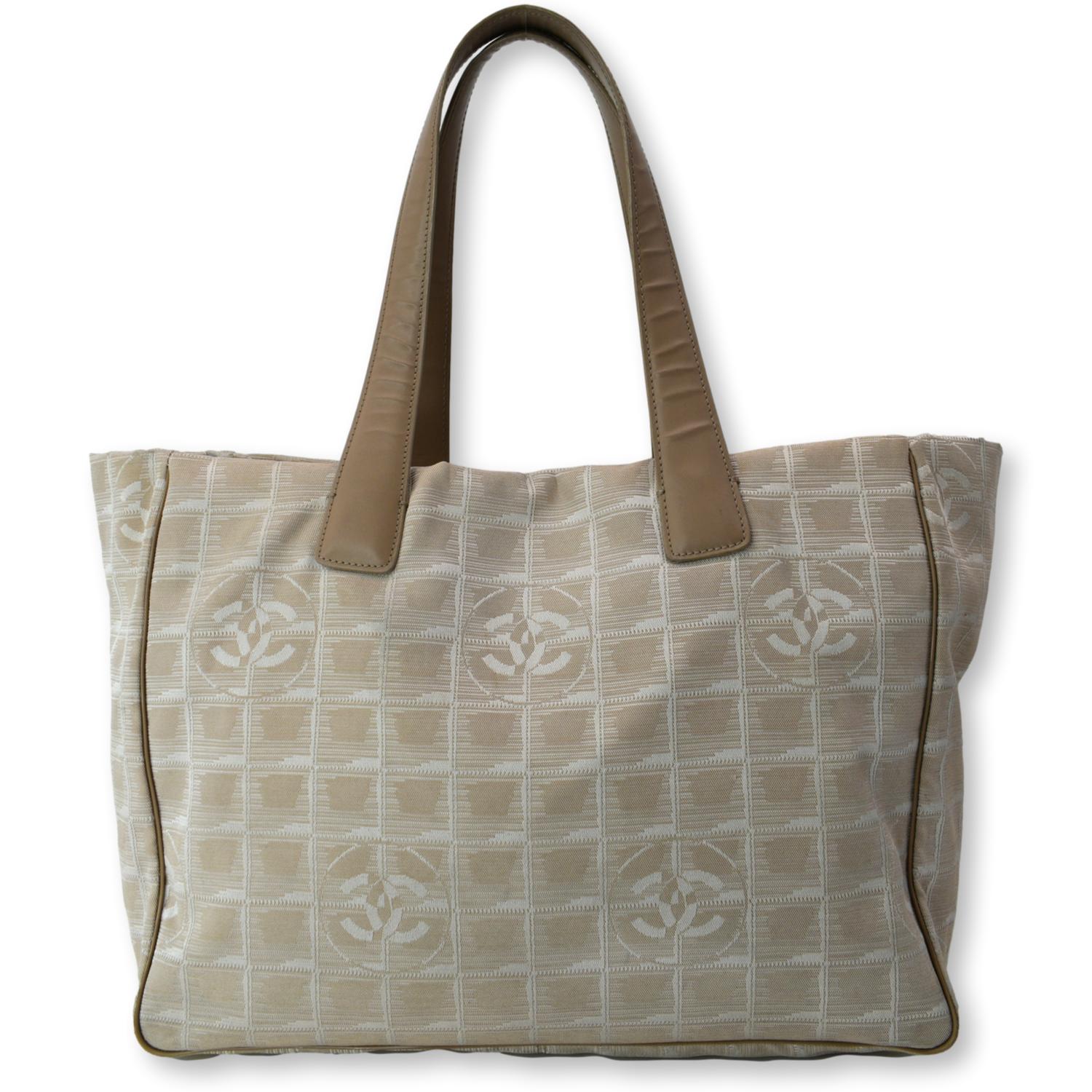 beige chanel canvas tote bag