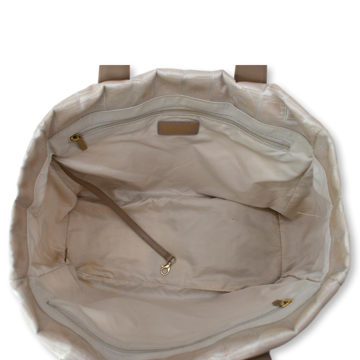 chanel beige travel tote bag CHANEL CC Logo Travel Line Nylon Tote Bag Beige