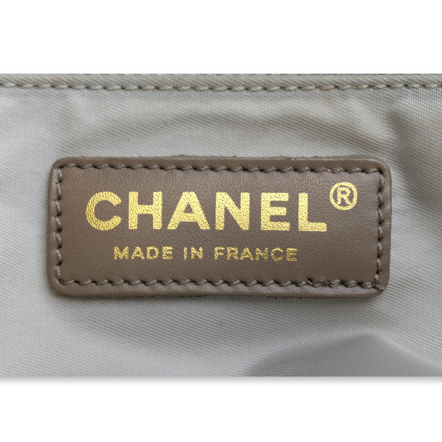 CHANEL Travel Line Ligne Brown Nylon Logo Print & Leather Shoulder Tote Bag