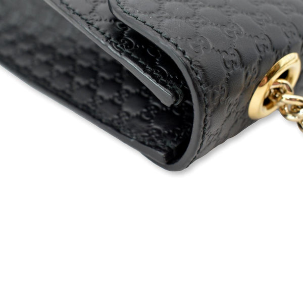 GUCCI Emily Medium GG Guccissima Leather Chain Shoulder Bag 449635 Black