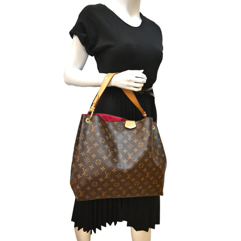 LOUIS VUITTON Graceful MM Monogram Canvas Shoulder Bag Brown