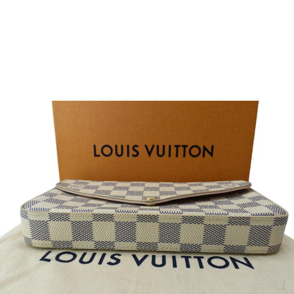 LOUIS VUITTON Felicie Pochette Damier Azur Crossbody Bag White