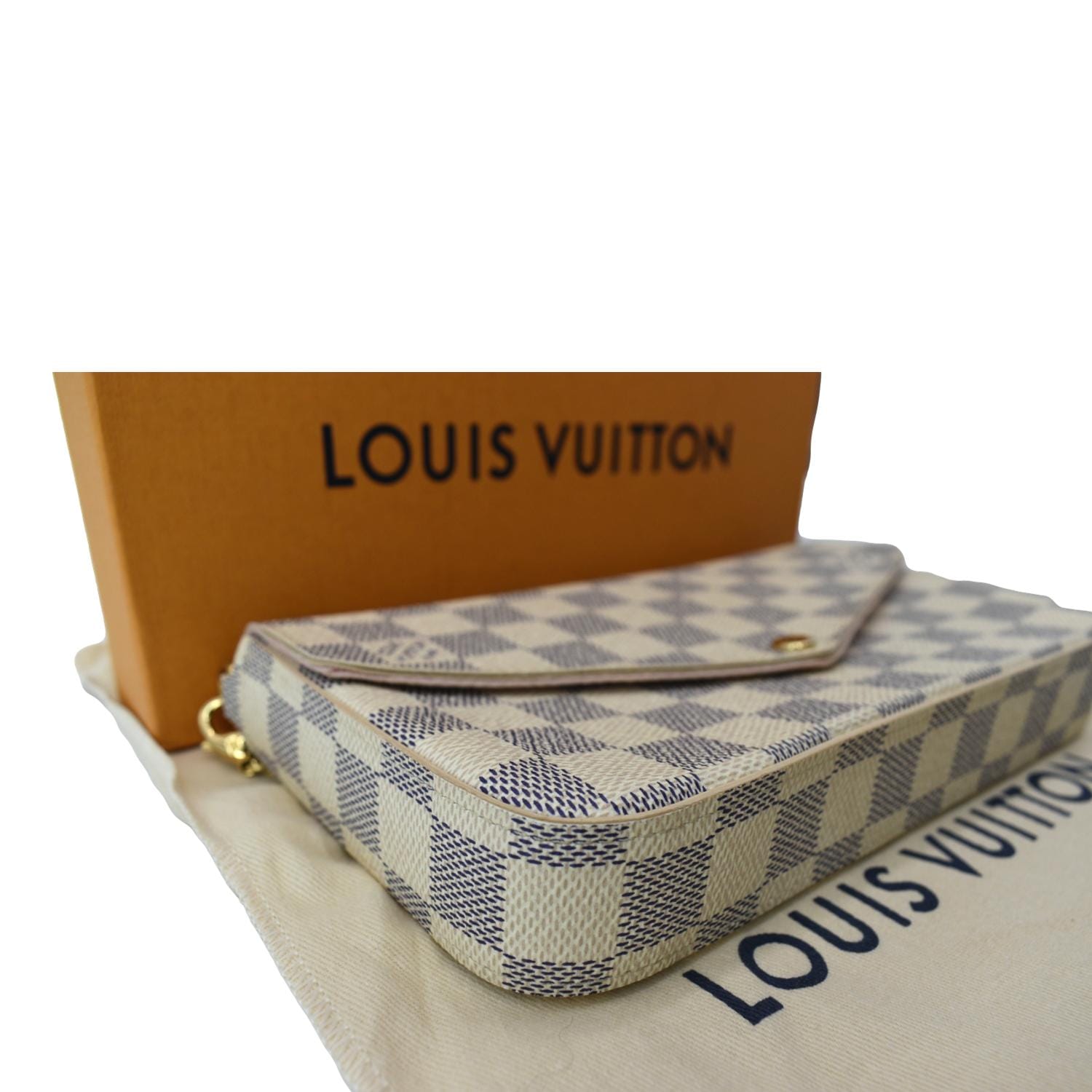 ❤️NEW LOUIS VUITTON Damier Azur Pochette Felicie Crossbody Chain