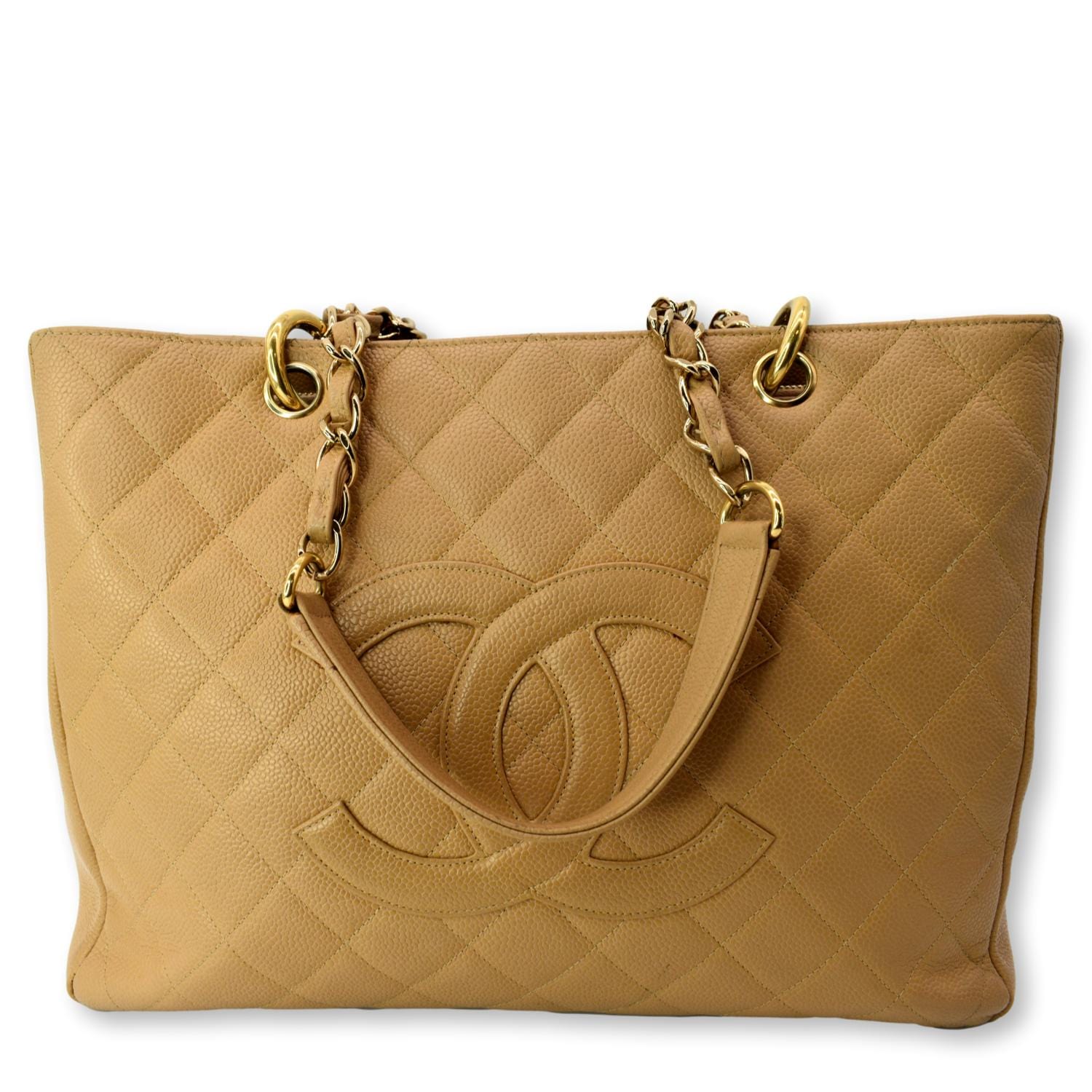 CHANEL Grand Shopping GST Caviar Leather Tote Bag Beige