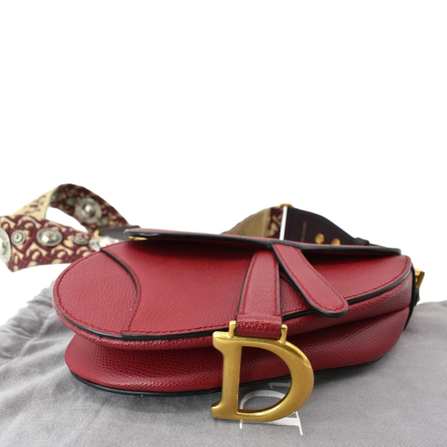 CHRISTIAN DIOR Saddle Oblique Jacquard Shoulder Bag Red