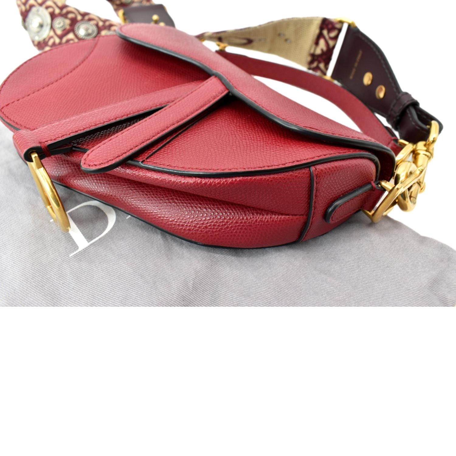 CHRISTIAN DIOR Saddle Oblique Jacquard Shoulder Bag Red