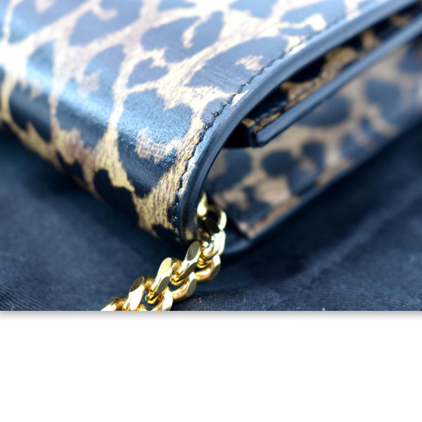 YVES SAINT LAURENT Kate Monogram Leopard Print Shoulder Bag Black - New Year Deals