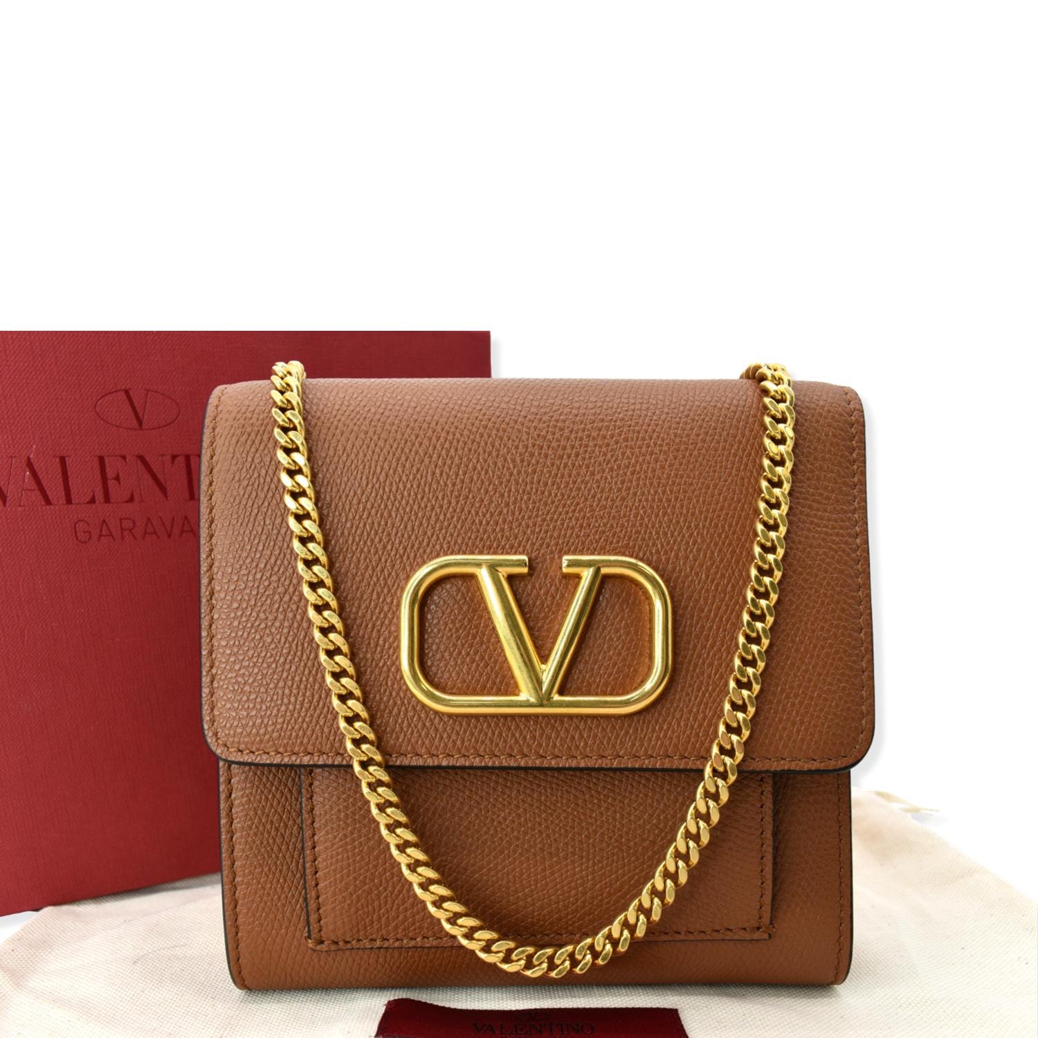 VALENTINO Garavani Vsling Mini Leather Shoulder Bag Brown