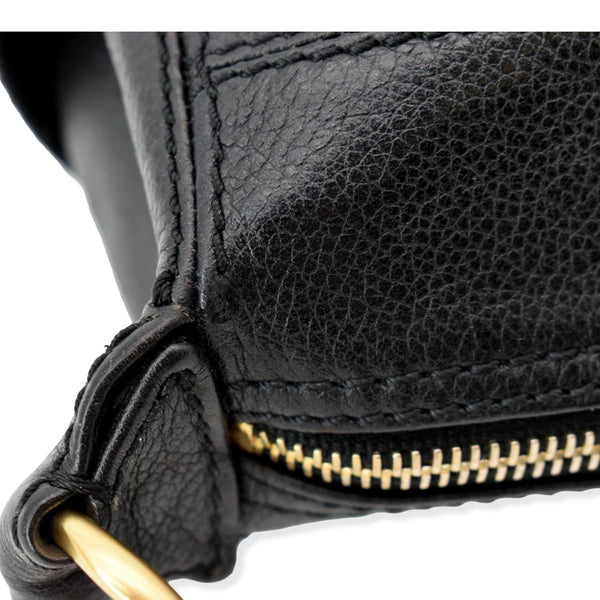 CHANEL CC Calfskin Leather Ring Chain Satchel Bag Black