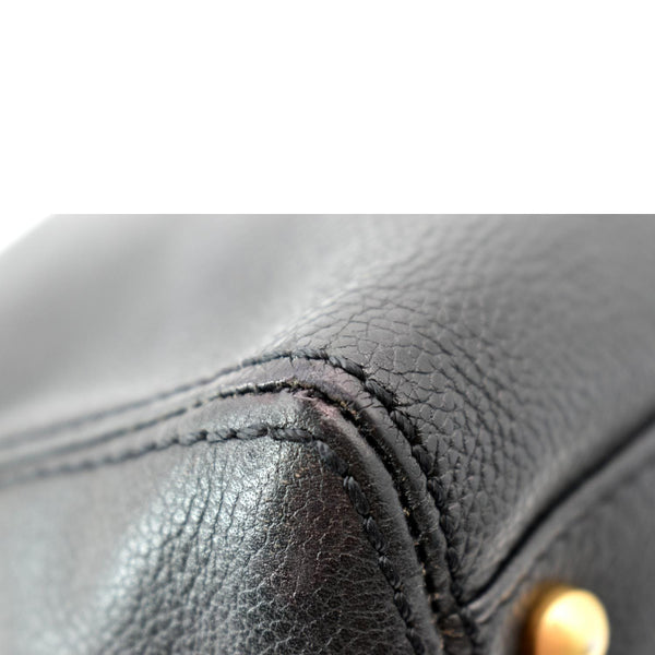 CHANEL CC Calfskin Leather Ring Chain Satchel Bag Black
