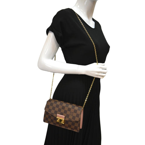 LOUIS VUITTON Croisette Damier Ebene Crossbody Bag Brown