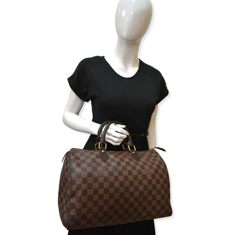 LOUIS VUITTON  Speedy 35 Damier Ebene Satchel Bag Brown