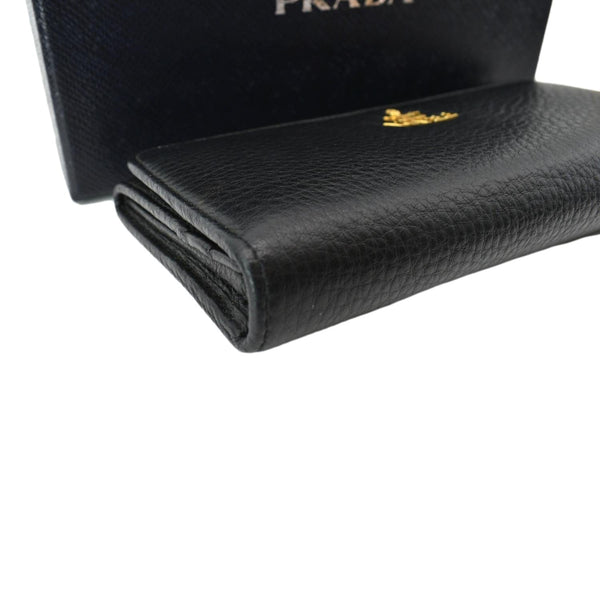 PRADA Continental Flap Leather Long Wallet Black