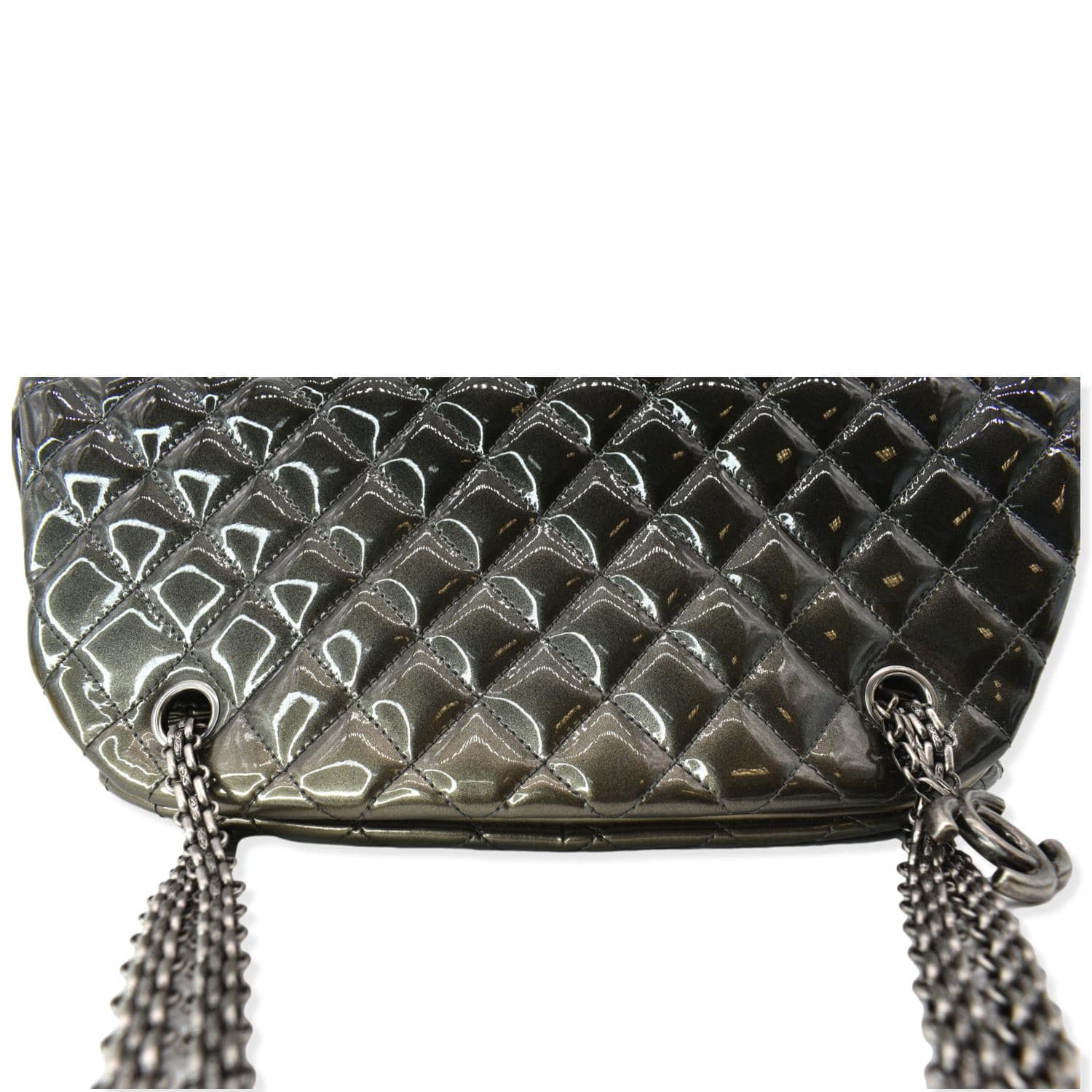 CHANEL Just Mademoiselle Ombre Degrade Patent Quilted Bowling Bag Blac