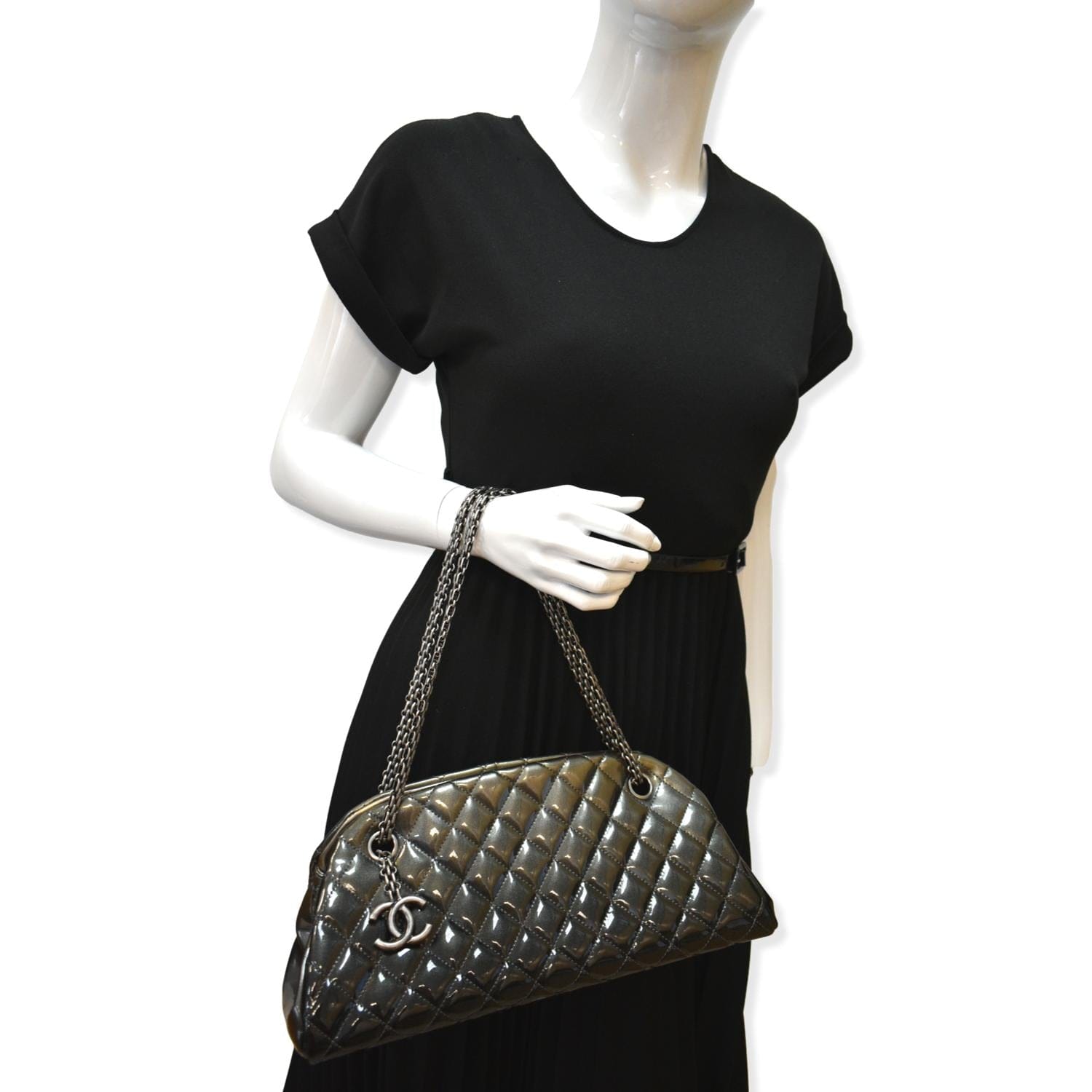 Chanel black quilted patent cruise bowling bag (just mademoiselle)