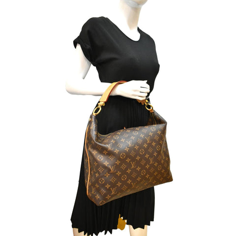 LOUIS VUITTON Sully MM Monogram Canvas Shoulder Bag Brown