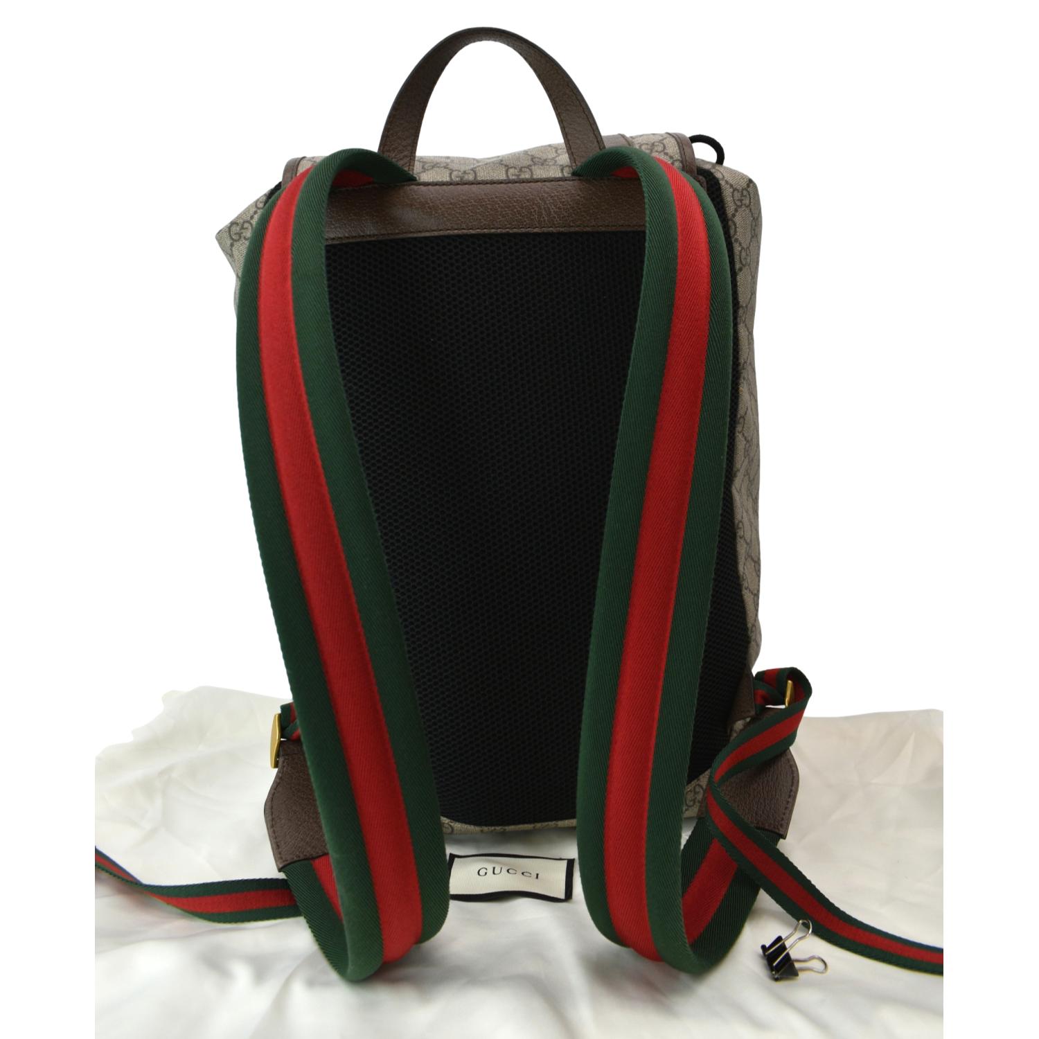 Gucci Beige/Red GG Supreme Canvas and Leather Small Backpack at 1stDibs