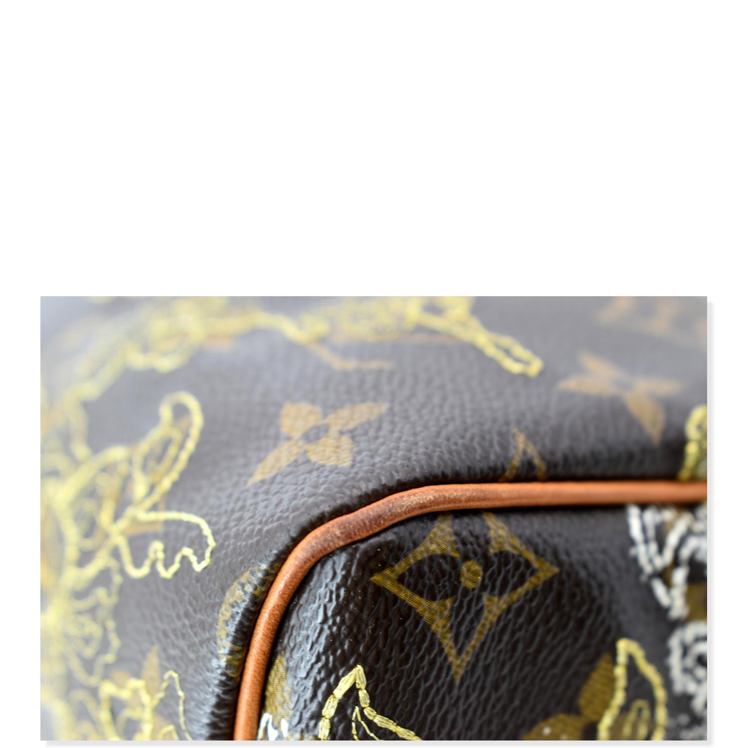 Louis Vuitton dentelle Speedy 30 Monogram Canvas Satchel Bag Brown