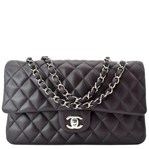CHANEL Classic Flap Small Calfskin Leather Shoulder Bag Maroon