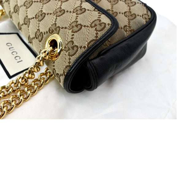 GUCCI GG Marmont Mini Canvas Leather Shoulder Bag Beige 446744