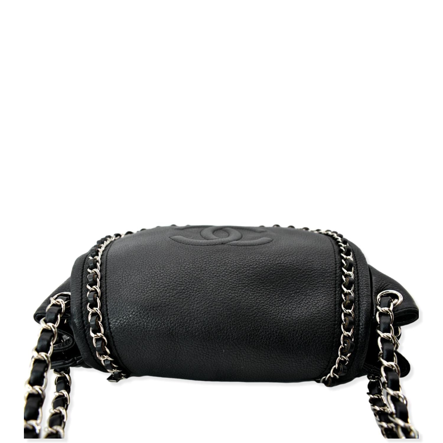 Chanel Chain Around Shoulder Bag Crossbody Black Calfskin Leather j91