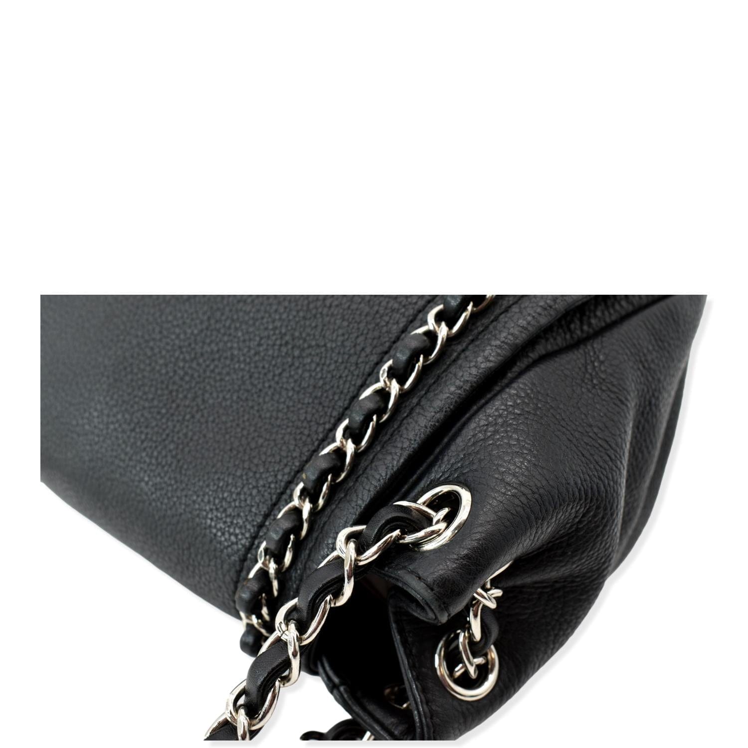 CHANEL CC Chain Around Flap Pebbled Calfskin Shoulder Bag Black