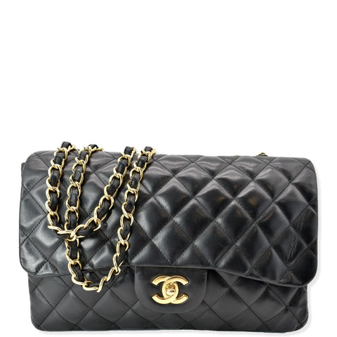 CHANEL Jumbo Classic Single Flap Lambskin Shoulder Bag Black