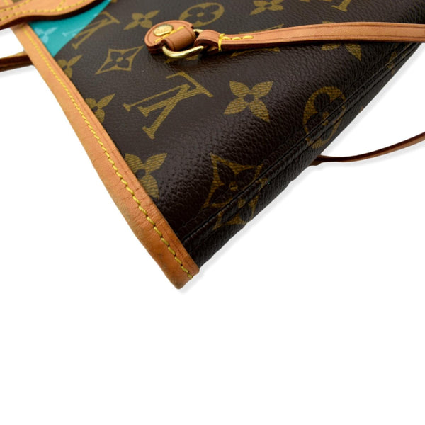 LOUIS VUITTON Limited Edition V Neverfull MM Monogram Canvas Tote Bag Turquoise