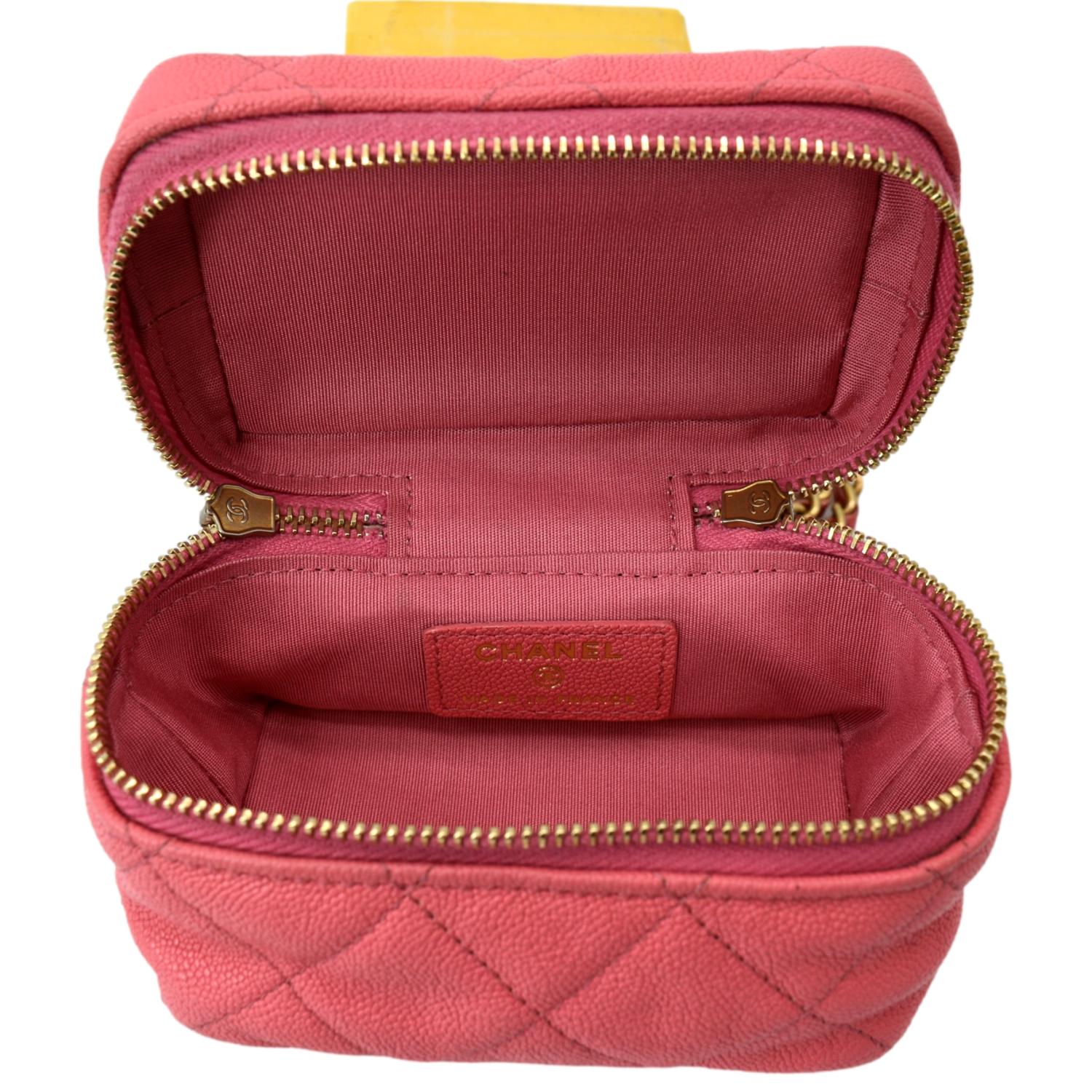 Chanel Vanity Rectangular Top Handle Pink Lambskin Gold Hardware