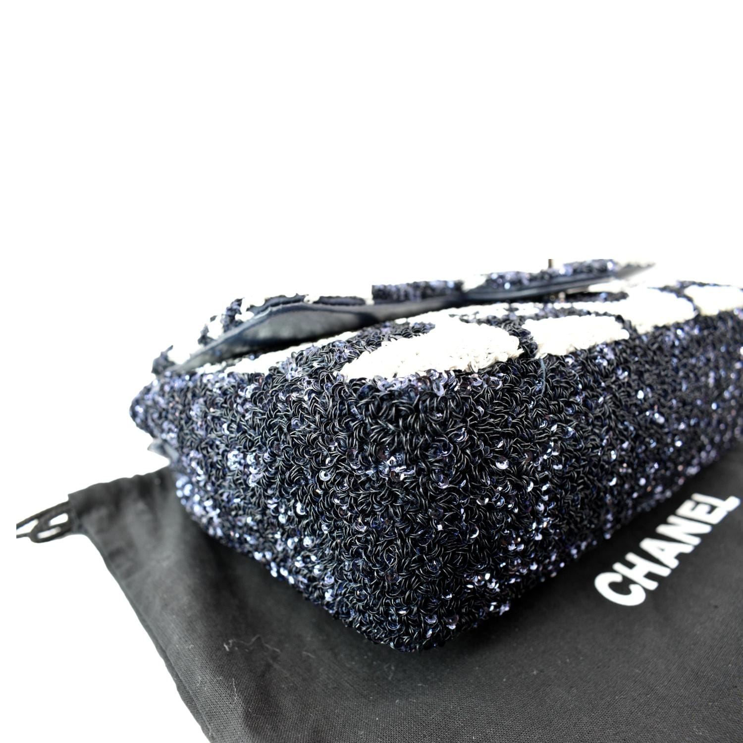 Chanel Sequin Fanny Pack Leather Waist Bag Blue/White
