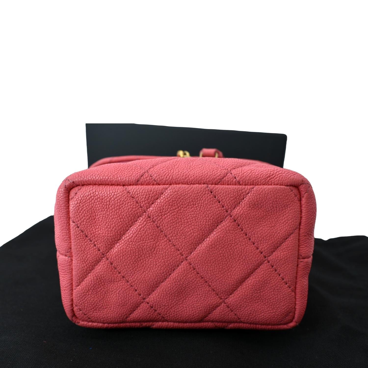 Pink Crinkled Leather and PVC Vanity Bag