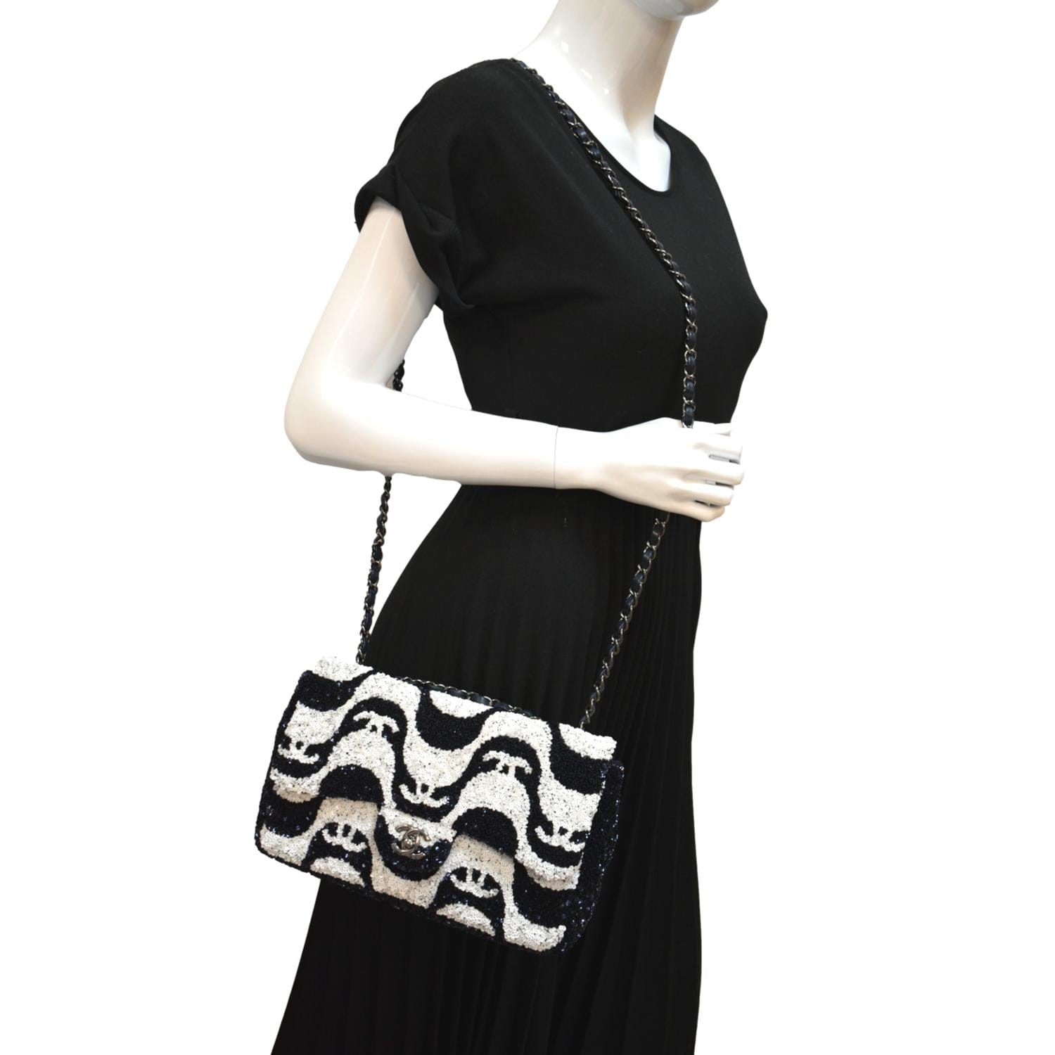 CHANEL, Bags, Chanel Rare Sequin Quilted Medium Double Flap Shoulder  Handbag