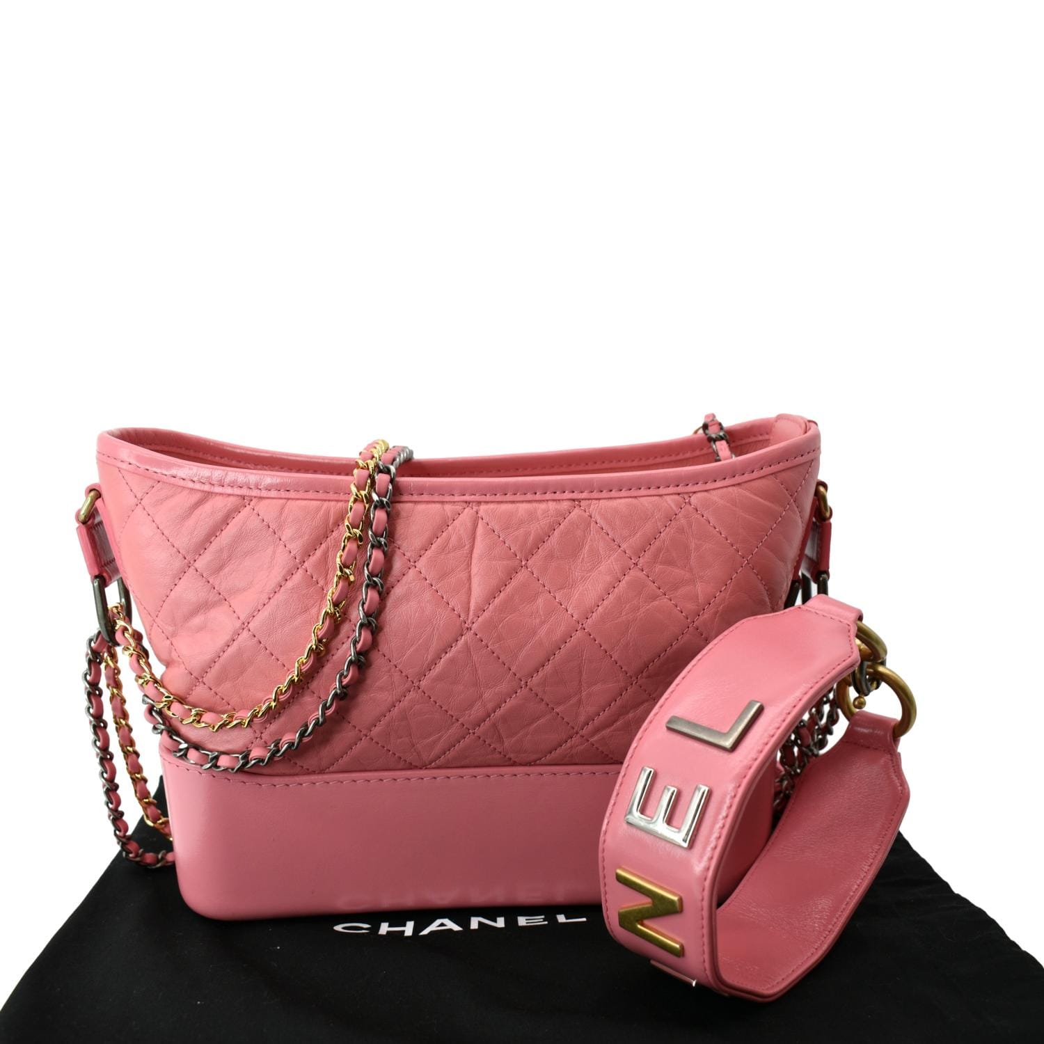 Chanel Gabrielle Hobo Quilted Aged Calfskin Small Pink 2193752