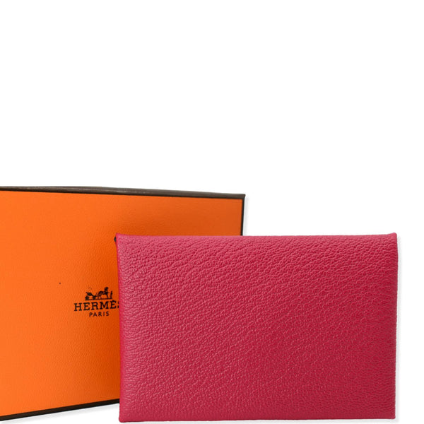 HERMES Calvi Epsom leather Card Holder Pink - Hot Deals