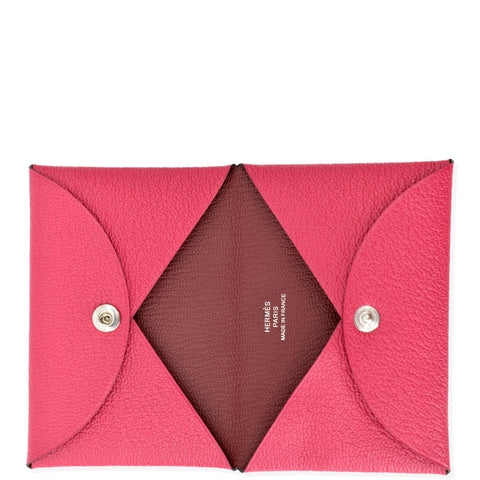 HERMES Calvi Epsom leather Card Holder Pink - Hot Deals