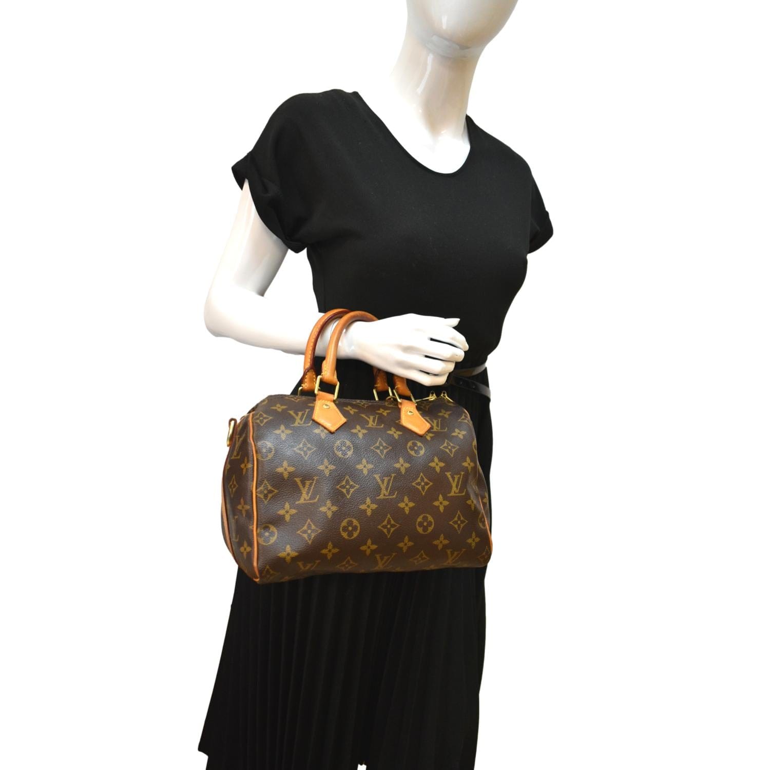Speedy cloth handbag Louis Vuitton Brown in Cloth - 36972569