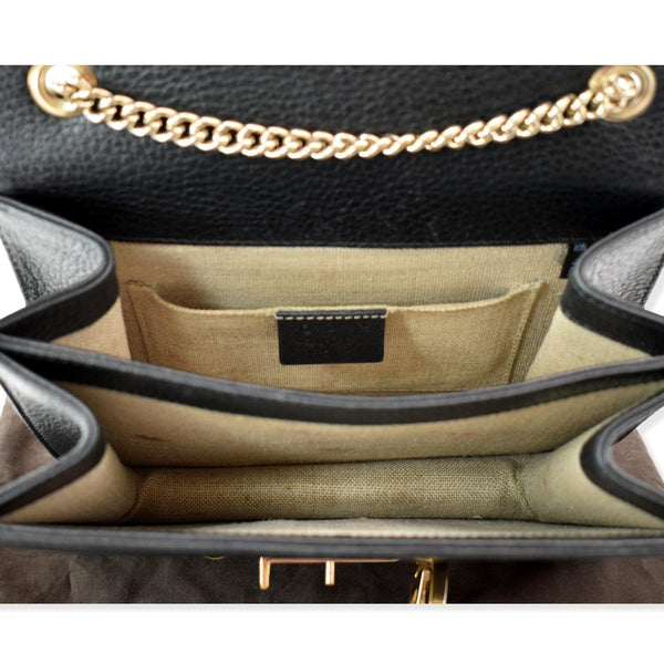 GUCCI Interlocking GG Leather Crossbody Bag Black 510304