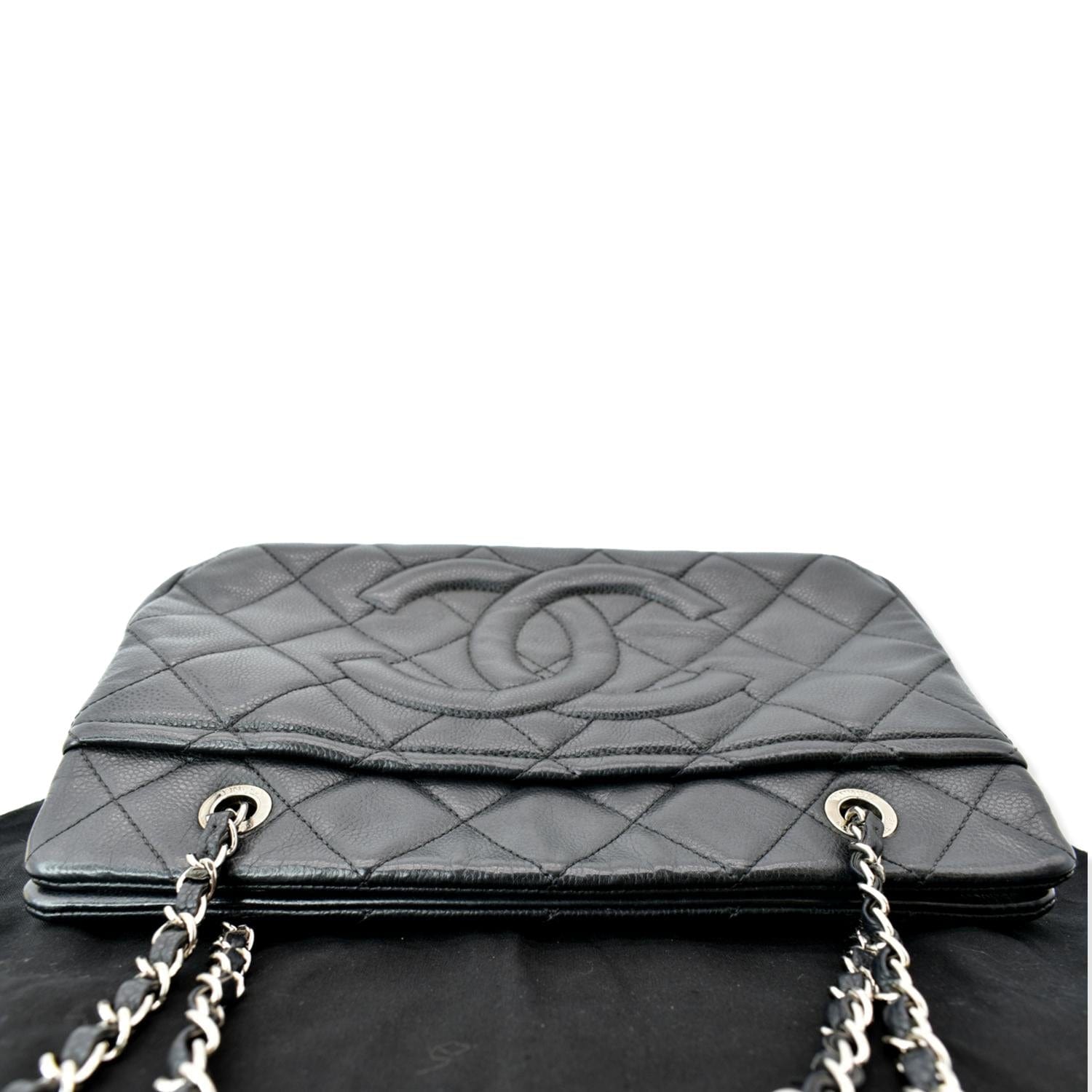 CHANEL Black Quilted Caviar Leather Petite Shopping Tote PST