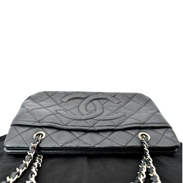 Authentic Chanel Black Quilted Caviar Leather Timeless CC Soft