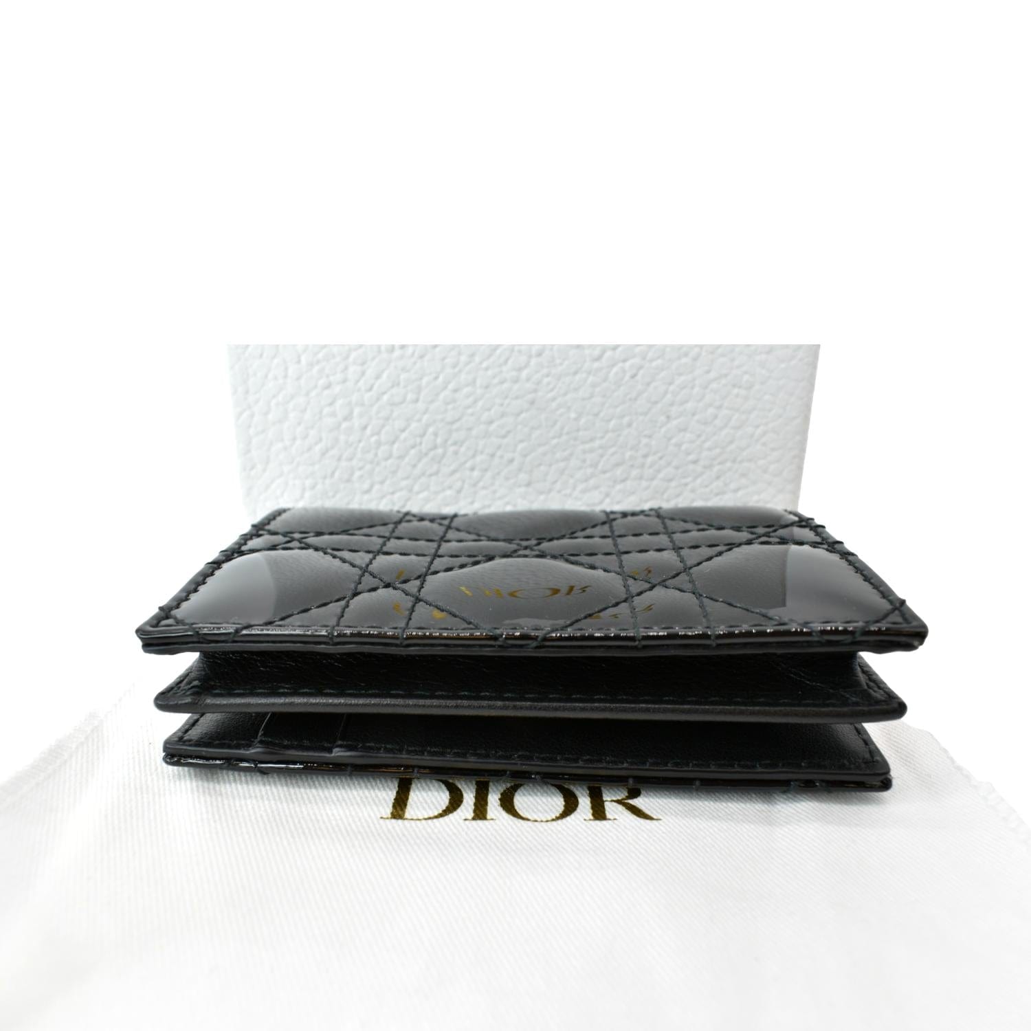 CHRISTIAN DIOR Patent Cannage Mini Lady Dior Wallet
