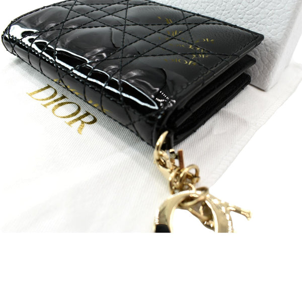 Christian Dior Mini Lady Dior Cannage Calfskin Canvas Wallet