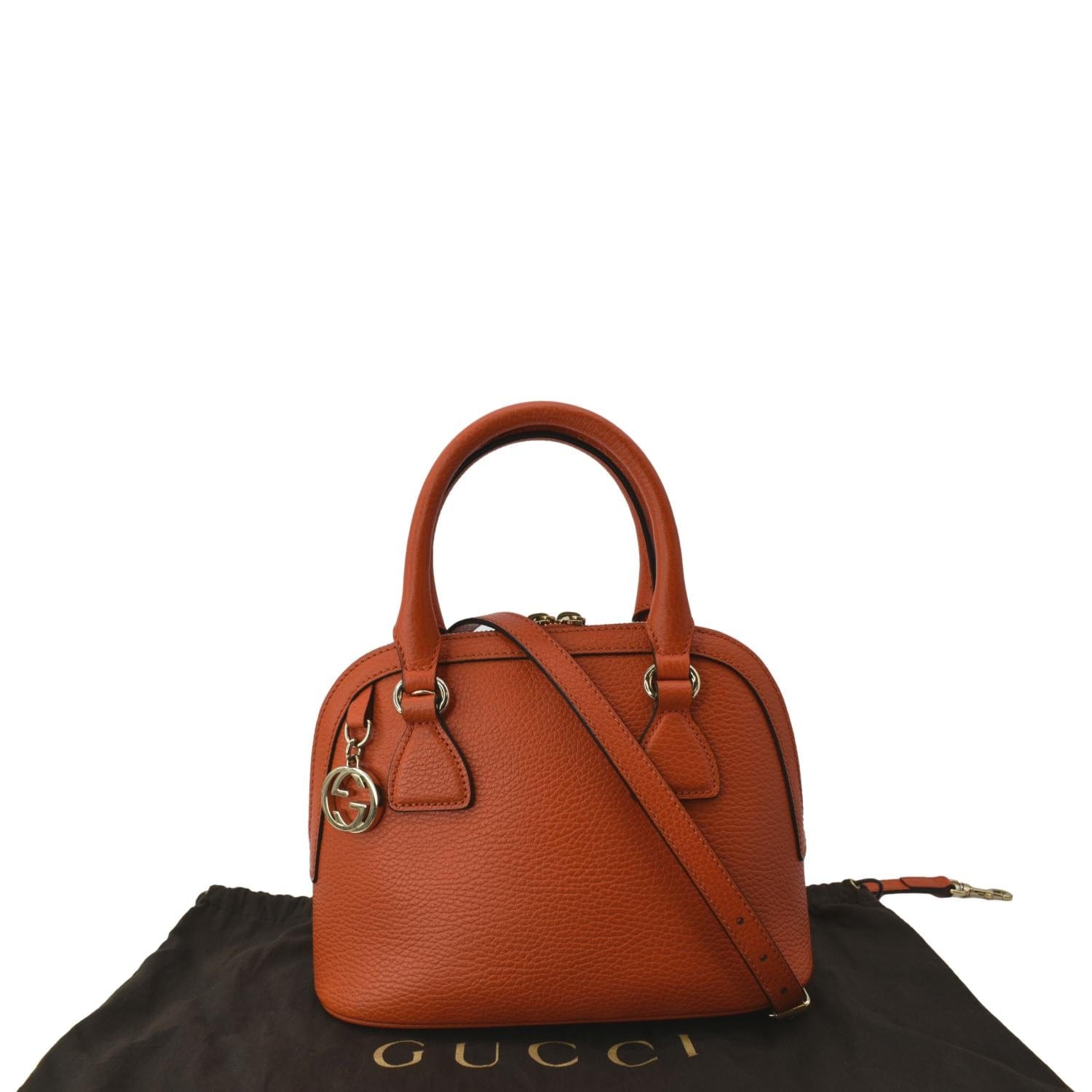 GUCCI Dome Small Leather Crossbody Bag Orange 449661