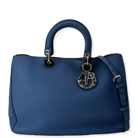 CHRISTIAN DIOR Large Diorissimo Leather Shoulder Bag Blue